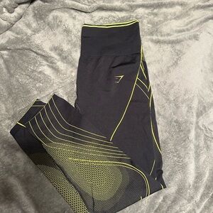 Gymshark Black Leggings with Yellow Accents